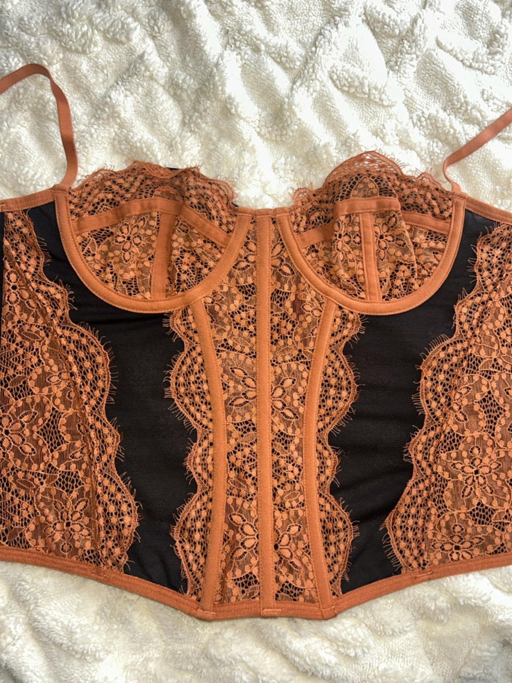 Rust Lace Underwire Corset Bustier - Women's Intimates